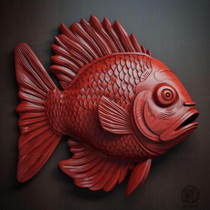 Природа и животные (Красная рыба паку 3, NATURE_855) 3D модель для ЧПУ станка